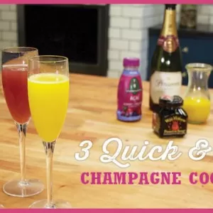 3 Quick and Easy Champagne Cocktails for Brunch, Mother's Day, Bridal Showers and More by @BlenderBabes
