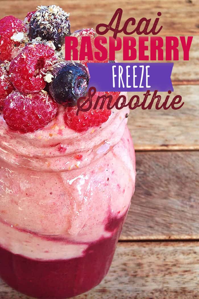 Acai Raspberry Smoothie 2 layers #acai #smoothie #layeredsmoothie #healthysmoothie #blenderbabes