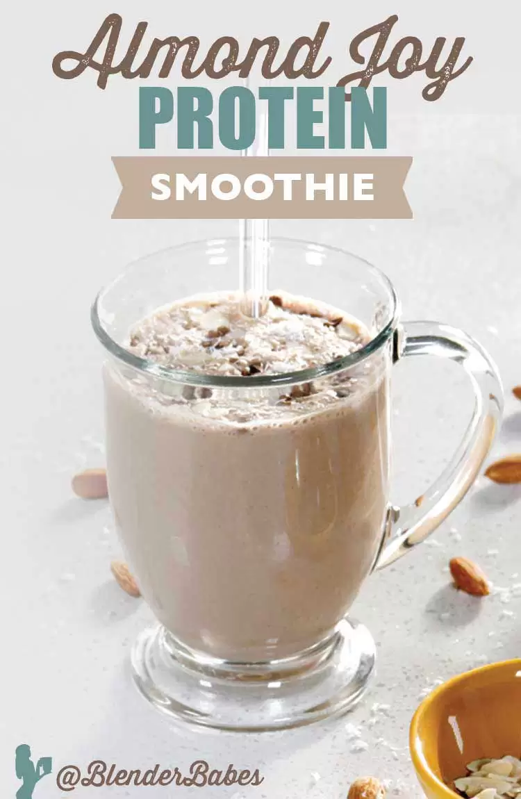 Almond Joy Protein Smoothie by @BlenderBabes Elise Joan