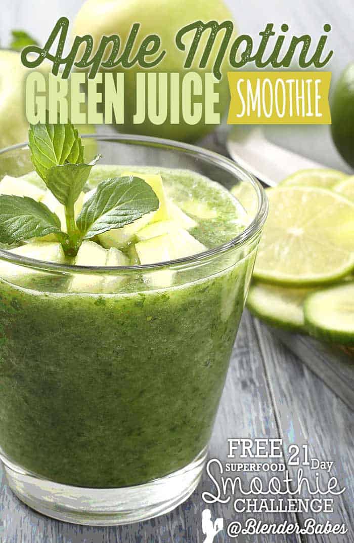 Apple Motini Green Juice Smoothie Recipe by Blender Babes