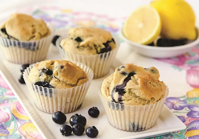 Blueberry Yogurt Muffins made in your Blendtec or Vitamix blender by @BlenderBabes
