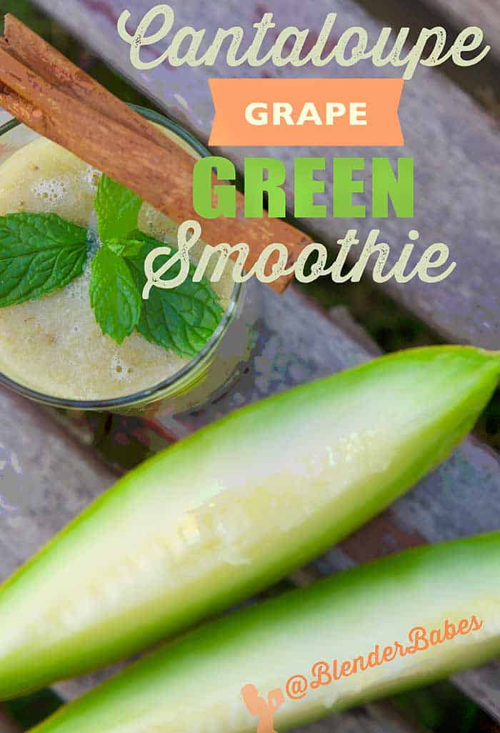 Cantaloupe Green Smoothie Recipe by @BlenderBabes #cantaloupe #melonrecipes #greensmoothies #cantalouperecipes #blenderbabes