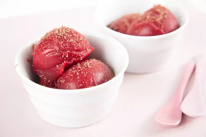 Cherry Zinfandel Red Wine Sorbet Recipe via Blender Babes