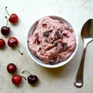 Blendtec and Vitamix Chocolate Cherry Ice Cream Recipe by @BlenderBabes #icecream #cherryrecipes #cherryicecream #vitamixicecream #vitamix #blenderbabes