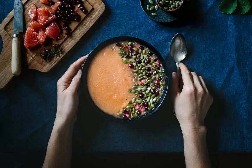 Citrusy Cantaloupe Smoothie Bowl with Pepitas - Smoothies Without Bananas 