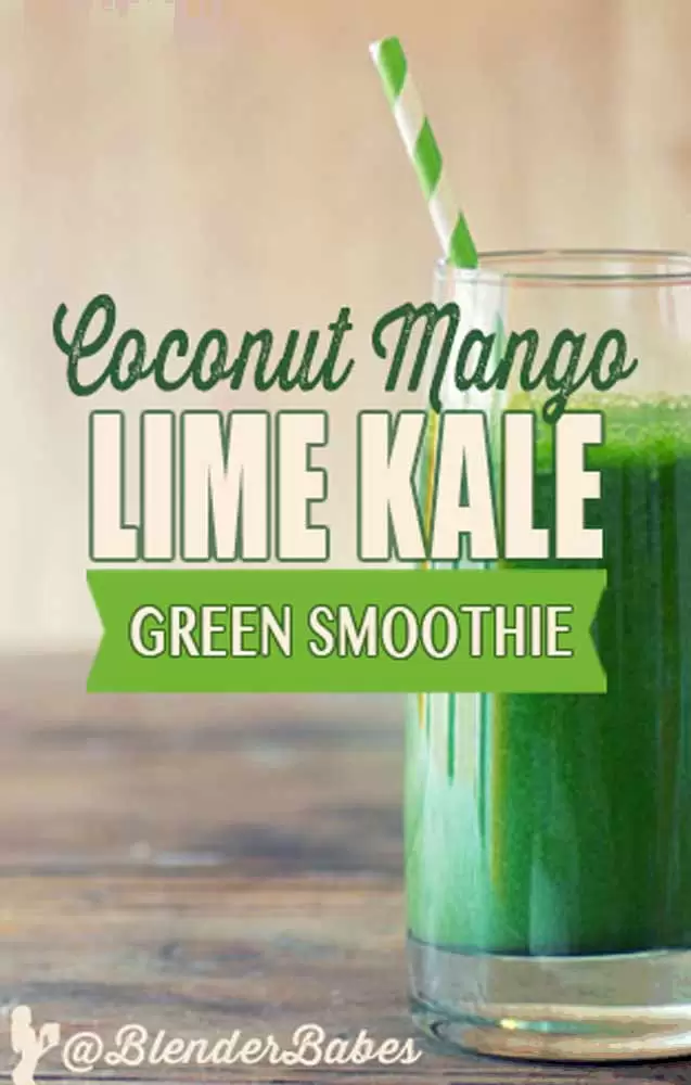 Coconut Mango Kale Green Smoothie by @BlenderBabes #kalesmoothies #greensmoothies #smoothies #kalerecipes #blenderbabes