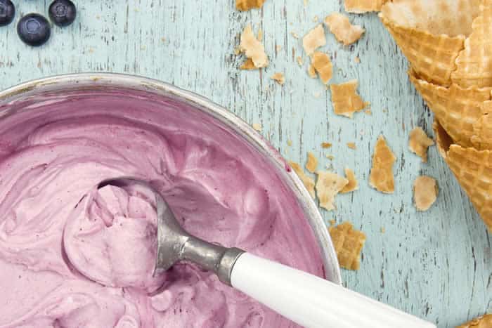 Dairy-Free Blueberry Ice Cream made in your Blendtec or Vitamix blender by @BlenderBabes