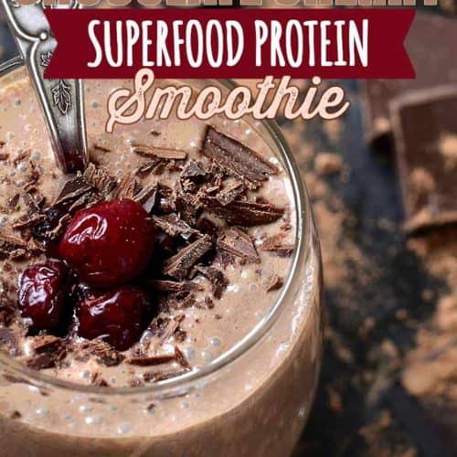Chocolate Cherry Superfood Protein Smoothie Recipe | Blender Babes