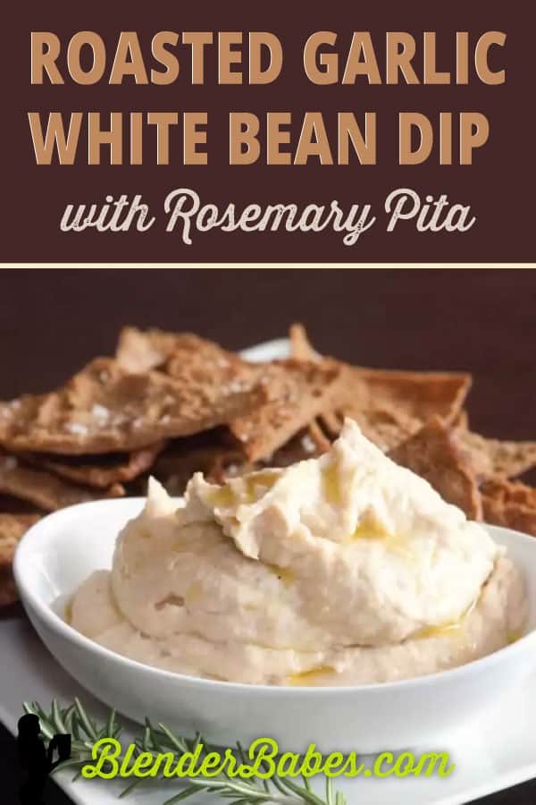 Roasted Garlic White Bean Dip with Rosemary Pita