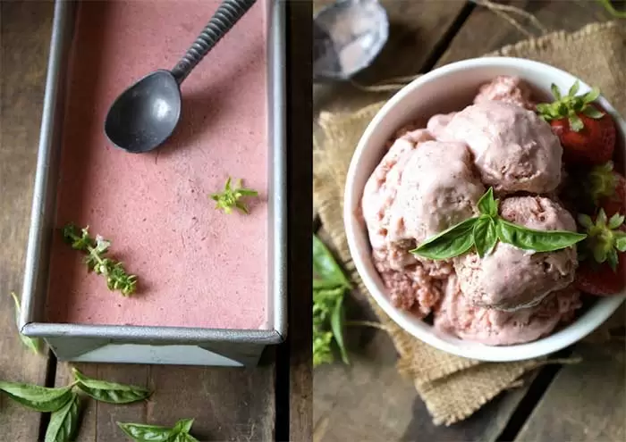 Blendtec and Vitamix Ice Cream Recipes | Strawberry Basil Ice Cream