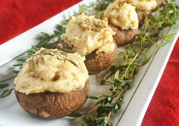 Vegan Cheese Stuffed Mushrooms by @Foodscape from @BlenderBabes