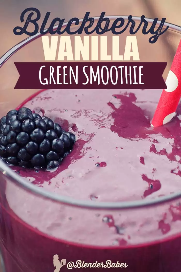 Blackberry Green Smoothie Recipe via @BlenderBabes #proteinshakes #proteinsmoothies #greensmoothie #blackberryrecipes #blenderbabes