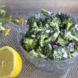 Broccoili Salad and Lemon Tahini Dressing made in your Blendtec or Vitamix blender by @BlenderBabes