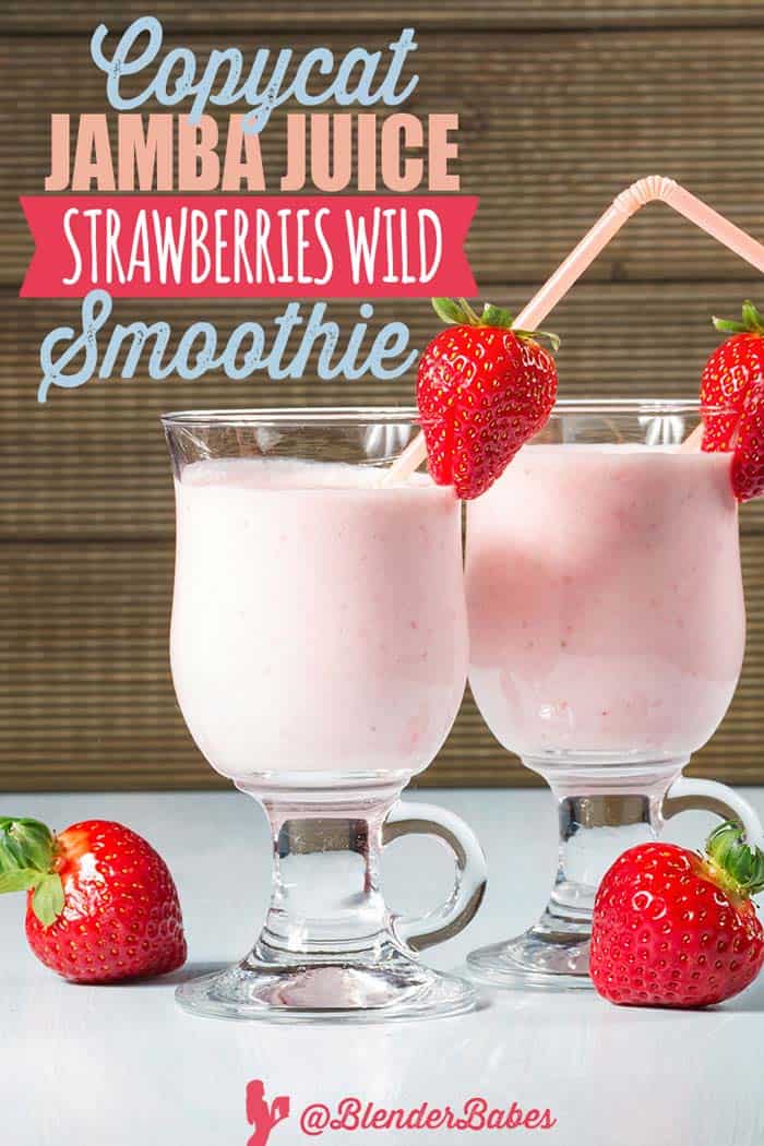Copycat Jamba Juice Strawberries Wild Smoothie Recipe (Vegan, Dairy-Free) by @BlenderBabes #jambajuice #strawberrysmoothies #strawberrieswild #copycatrecipes #smoothies #blenderbabes