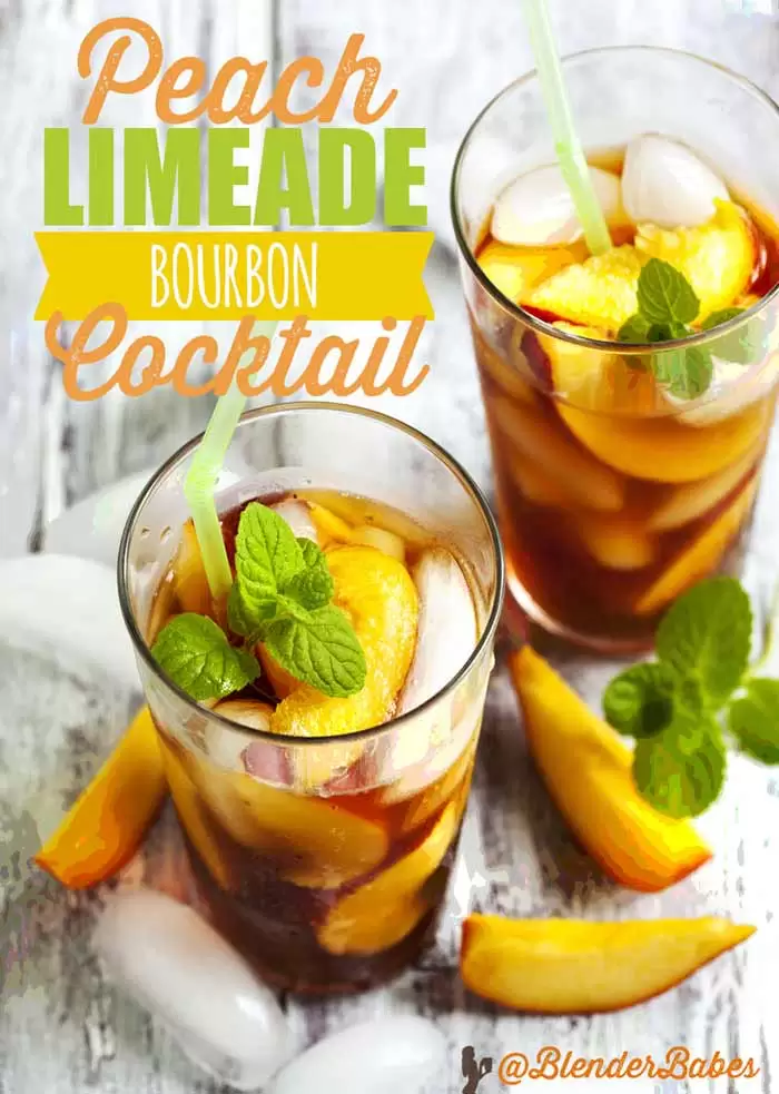 PEACH LIMEADE BOURBON COCKTAIL RECIPE by @BlenderBabes #cocktail #BBQrecipes #fathersday #peachrecipes #blenderbabes