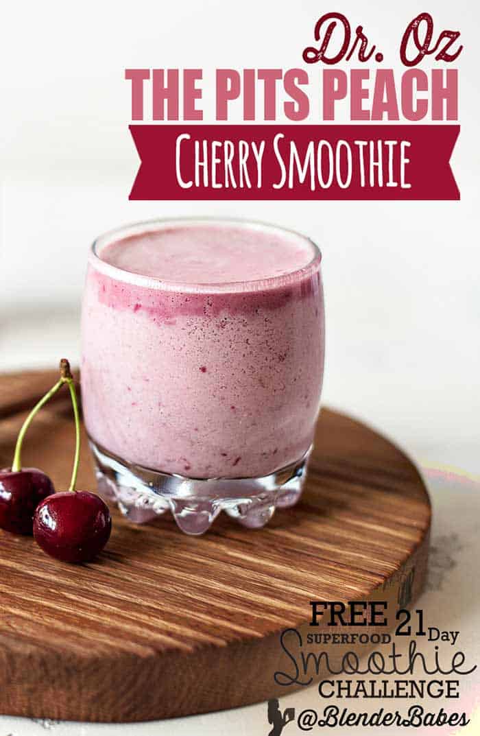 Dr. Oz Peach Cherry Smoothie by #BlenderBabes #drozsmoothie #peachsmoothie #cherrysmoothie #healthysmoothierecipes