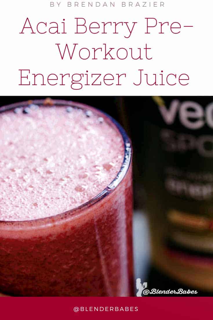 Acai Pre-Workout Energizer Juice Recipe by Ironman triathlete Brendan Brazier via @BlenderBabes #preworkout #juicerecipes #vegarecipes #preworkoutjuice #juice #blenderbabes