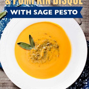 White Bean Pumpkin Bisque with Sage Pesto by @BlenderBabes